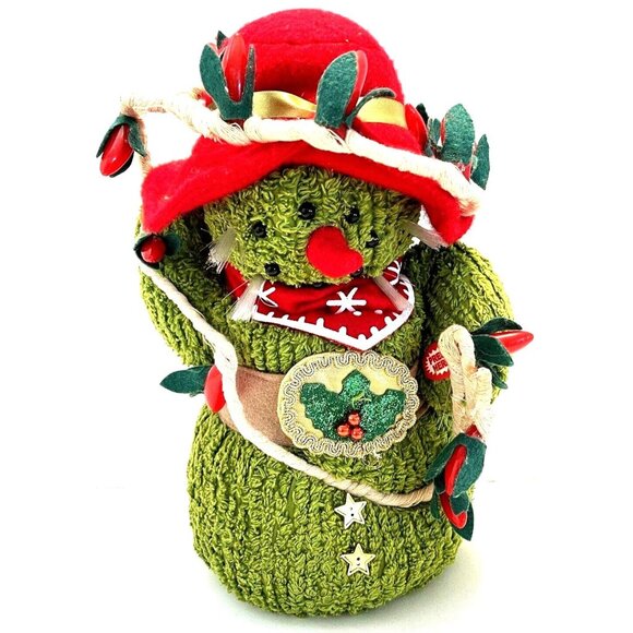 Green Animated Swinging Saguaro Cactus Cowboy Snowman Holiday Musical Christmas - Picture 1 of 11